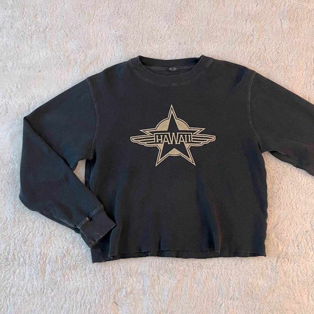 Brandy Melville Longsleeve Waffle Hawaii Graphic Top